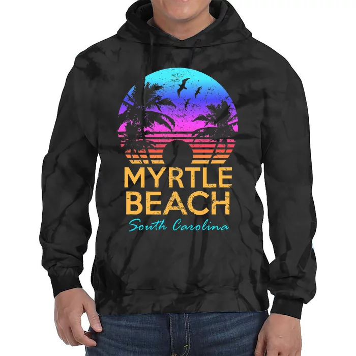 Myrtle Beach South Carolina Vacation Vintage Sunset Tie Dye Hoodie