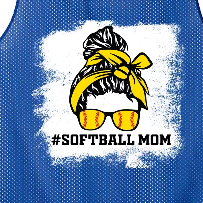 Messy Bun Softball Mom Life Bleached Game Day Cheer Mom Gift Mesh Reversible Basketball Jersey Tank