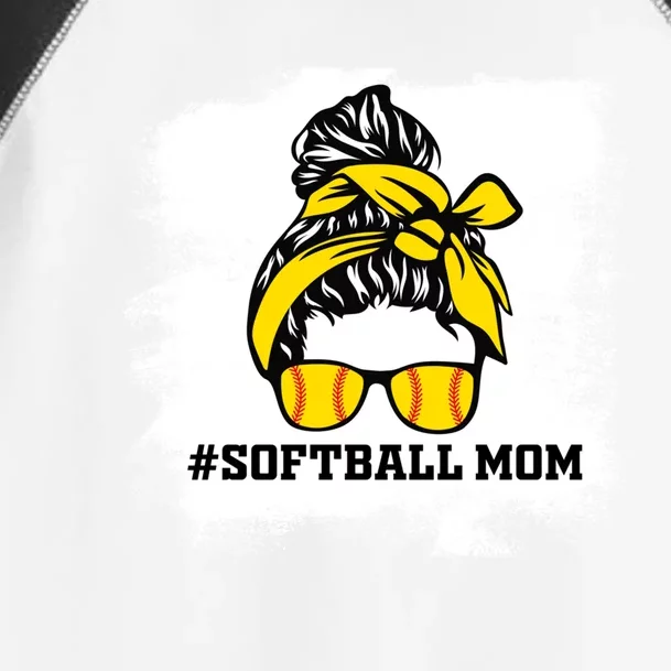 Messy Bun Softball Mom Life Bleached Game Day Cheer Mom Gift Toddler Fine Jersey T-Shirt