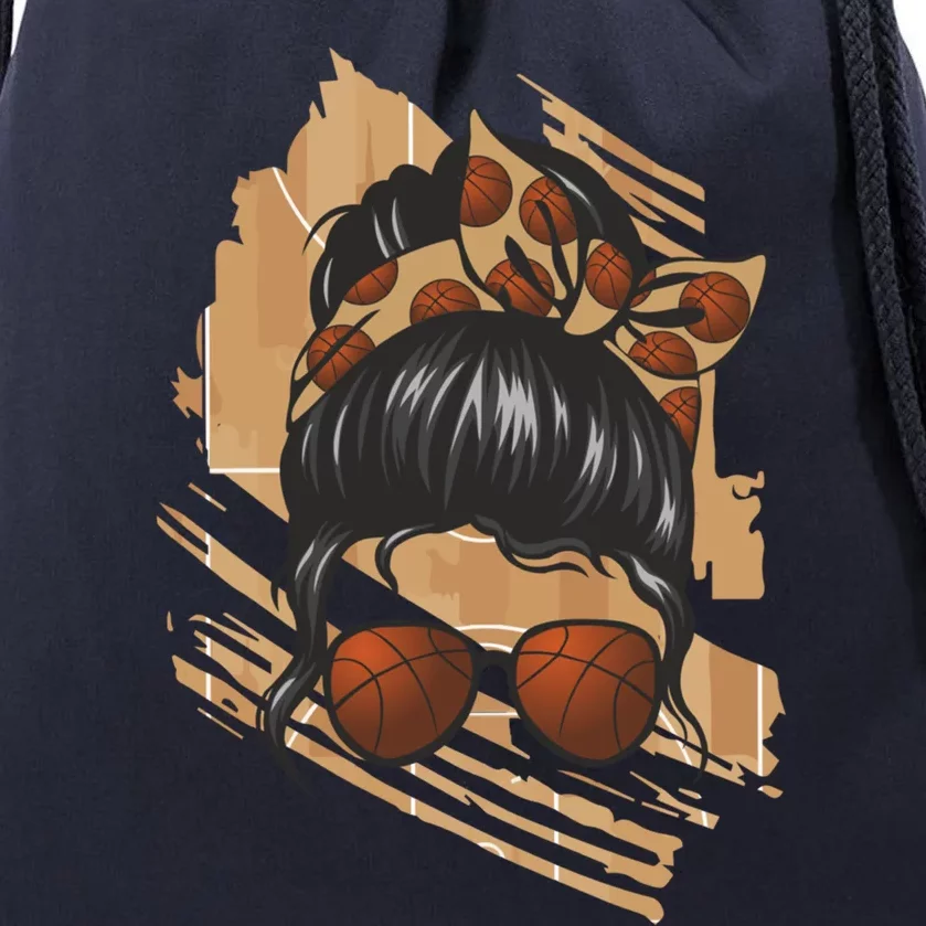 Messy Bun Sunglasses Basketball Mom Gift Drawstring Bag