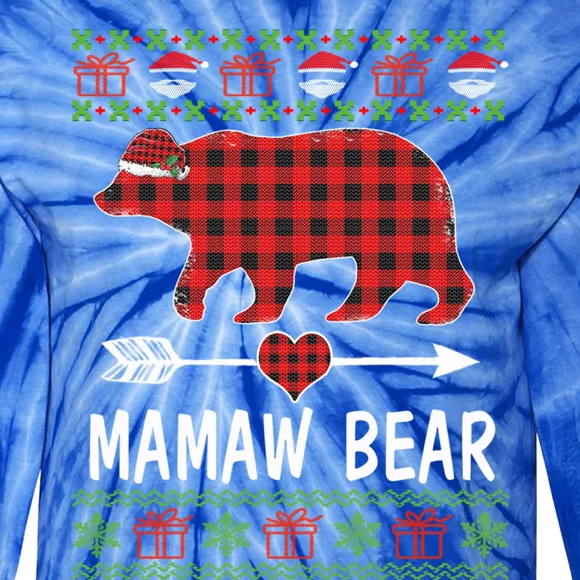 Mamaw Bear Santa Red Plaid Family Pajamas For Christmas Mama Meaningful Gift Tie-Dye Long Sleeve Shirt