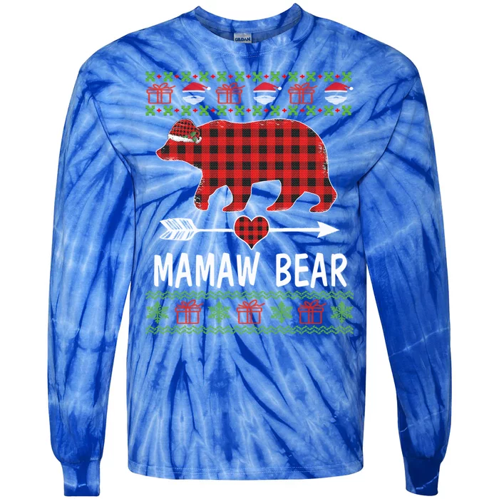 Mamaw Bear Santa Red Plaid Family Pajamas For Christmas Mama Meaningful Gift Tie-Dye Long Sleeve Shirt