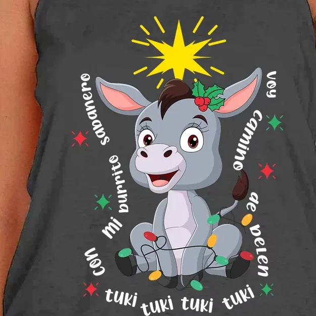 Mi Burrito Sabanero Mexican Tuki Tuki Donkey Latino Xmas Women's Knotted Racerback Tank