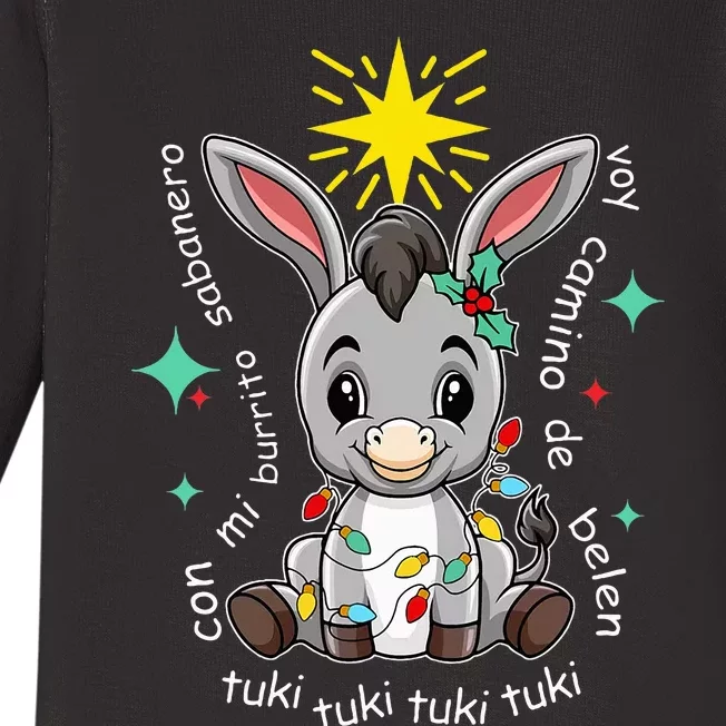 Mi Burrito Sabanero Mexico Tuki Tuki Donkey Latino Christmas Baby Long Sleeve Bodysuit