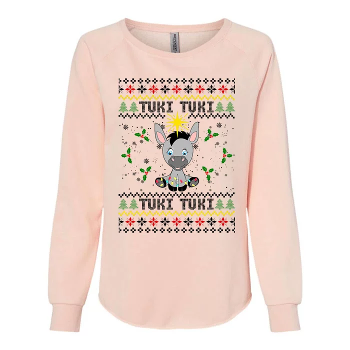 Mi Burrito Sabanero Mexico Tuki Donkey Xmas Ugly Sweater Womens California Wash Sweatshirt