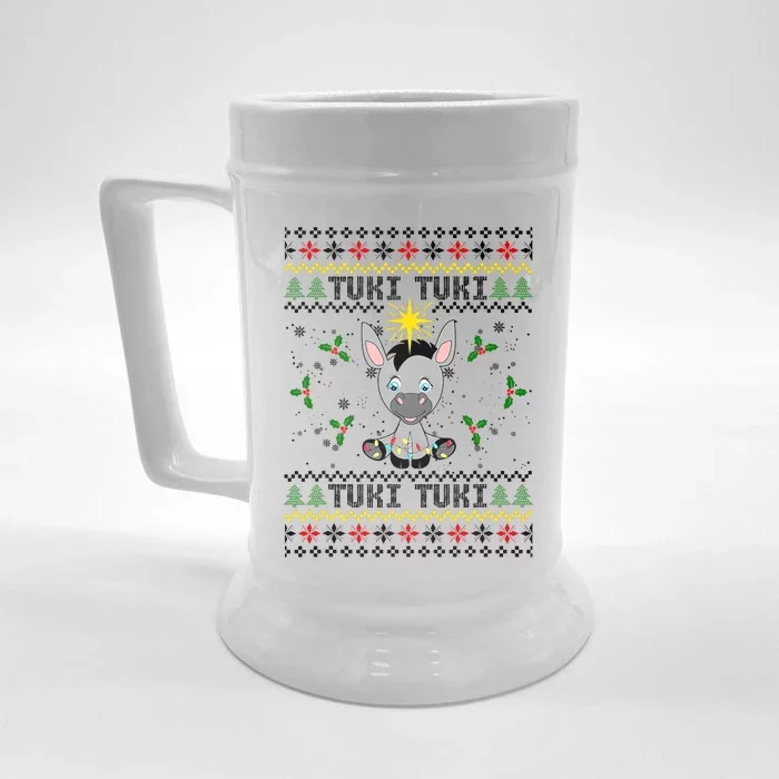 Mi Burrito Sabanero Mexico Tuki Donkey Xmas Ugly Sweater Front & Back Beer Stein