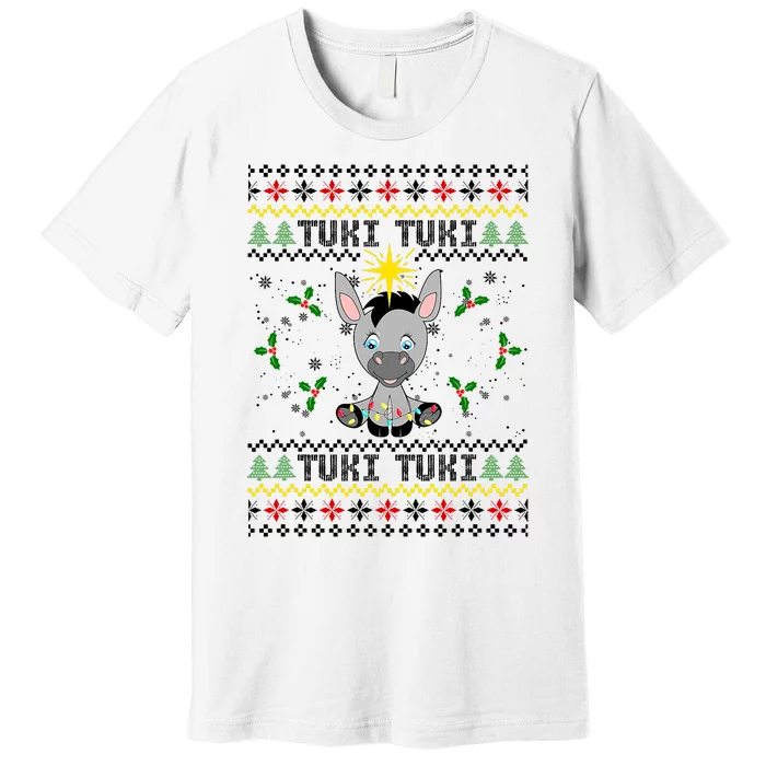 Mi Burrito Sabanero Mexico Tuki Donkey Xmas Ugly Sweater Premium T-Shirt