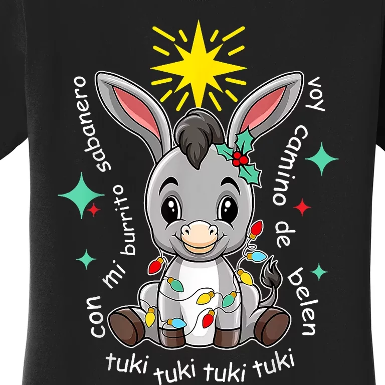 Mi Burrito Sabanero Mexico Tuki Tuki Donkey Latino Christmas Design Women's T-Shirt