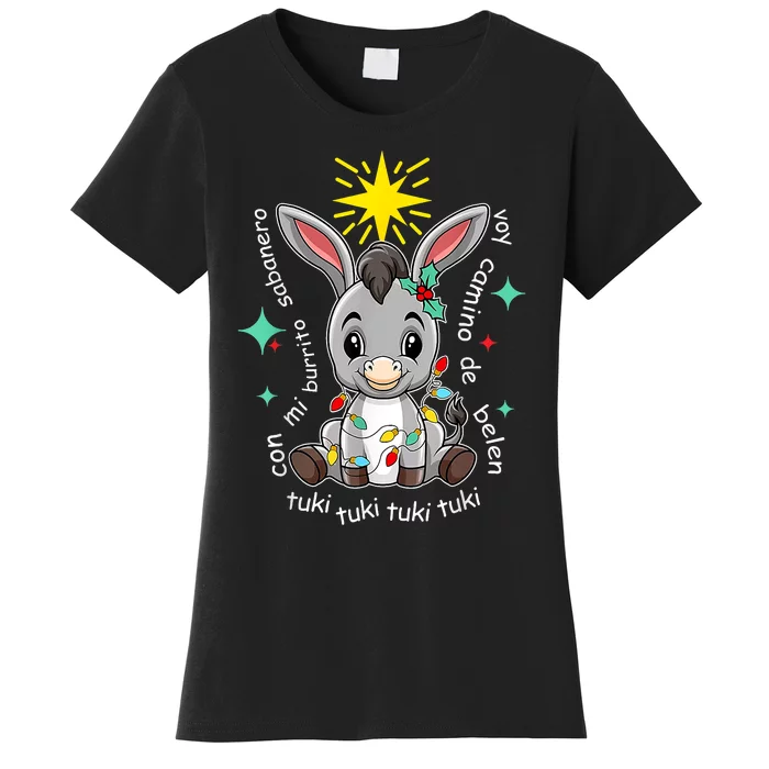 Mi Burrito Sabanero Mexico Tuki Tuki Donkey Latino Christmas Design Women's T-Shirt