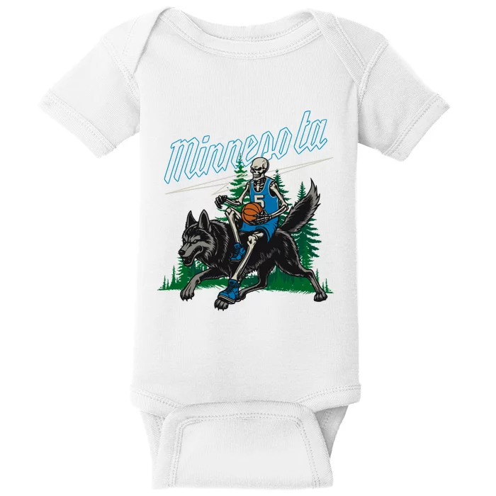 Minnesota Basketball Skeleton Baby Bodysuit