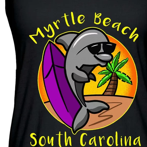 Myrtle Beach South Carolina Dolphin Vacation Ladies Essential Flowy Tank