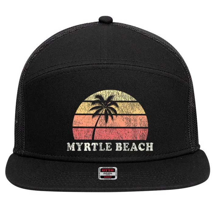 Myrtle Beach Sc Vintage 70s Retro Throwback Design 7 Panel Mesh Trucker Snapback Hat