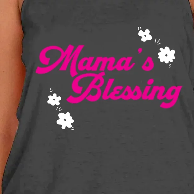 Mama´s Blessing Son Daughter Newborn Family Mom Gift Women's Knotted Racerback Tank