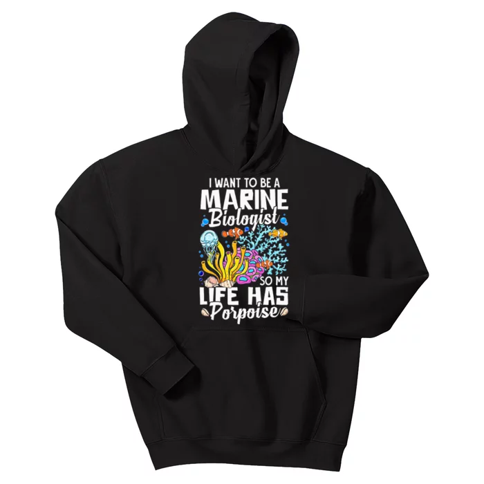 Marine Biologist So My Life Has Porpoise Funny Ocean Science Kids Hoodie