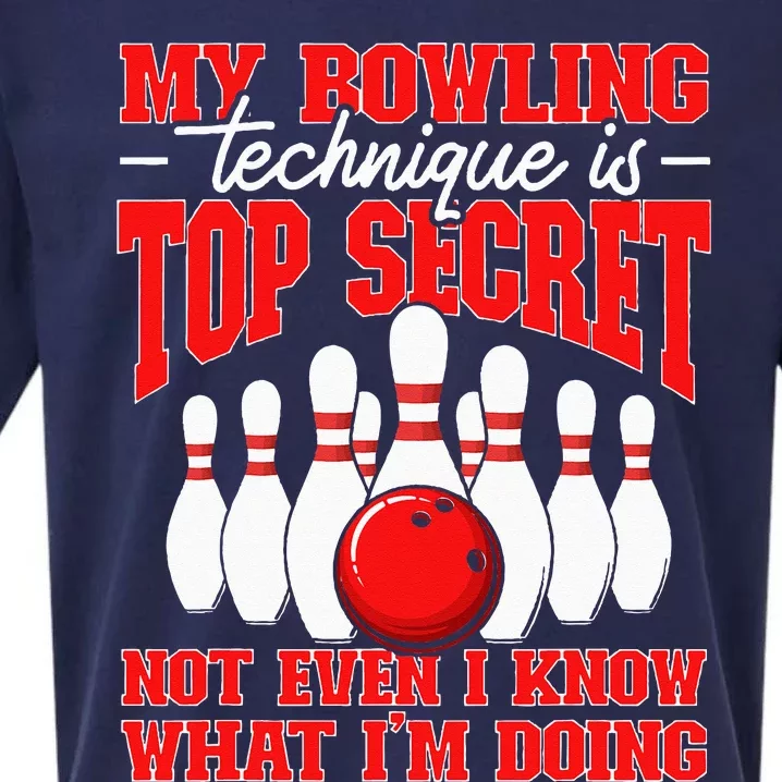 My Bowling Technique Is Top Secret Bowler Quote Sueded Cloud Jersey T-Shirt