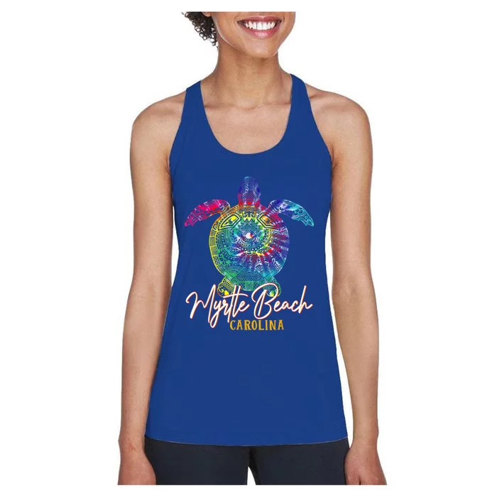 Myrtle Beach Tie Dye Sea Turtle Carolina Family Vacation Women's Racerback Tank