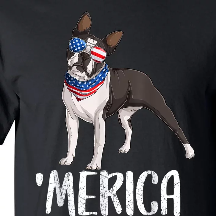 Merica Boston Terrier Dog 4th Of July American Flag Tall T-Shirt