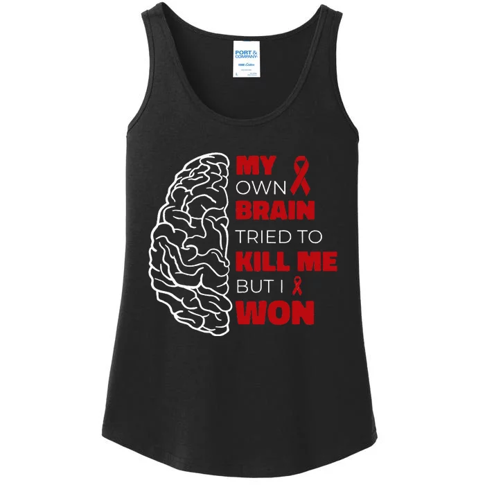 My Brain Tried To Kill Me But I Won Ladies Essential Tank