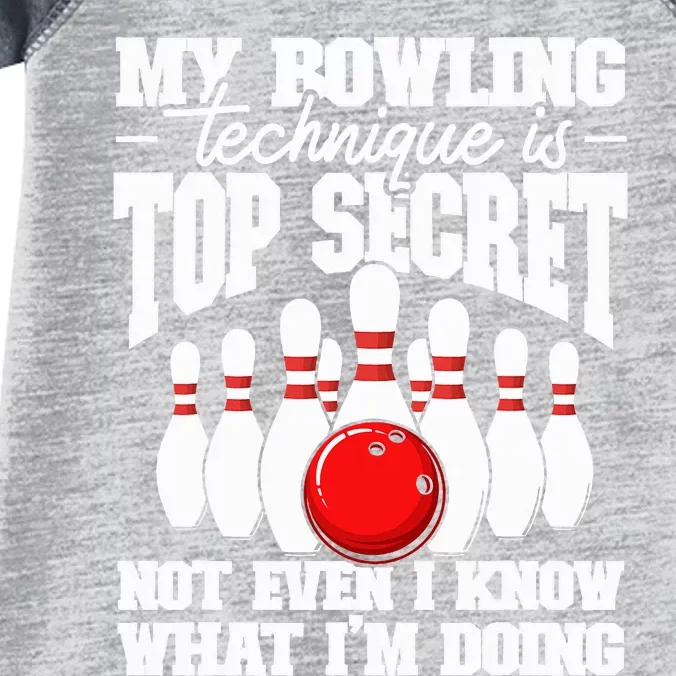 My Bowling Technique Is Top Secret Funny Bowling Bowler Infant Baby Jersey Bodysuit