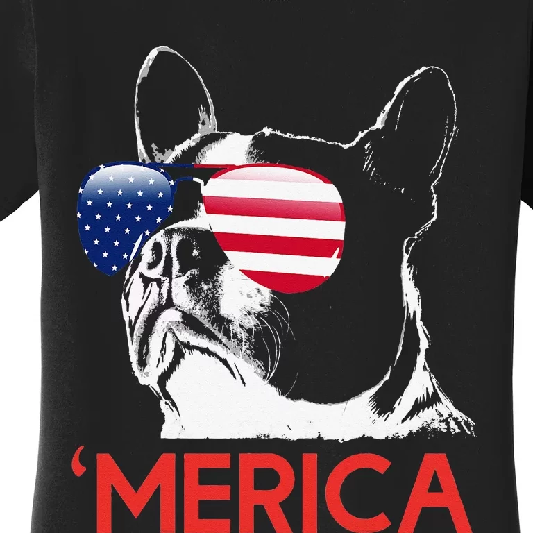 Merica Boston Terrier American Flag 4th of July Bostie Women's T-Shirt