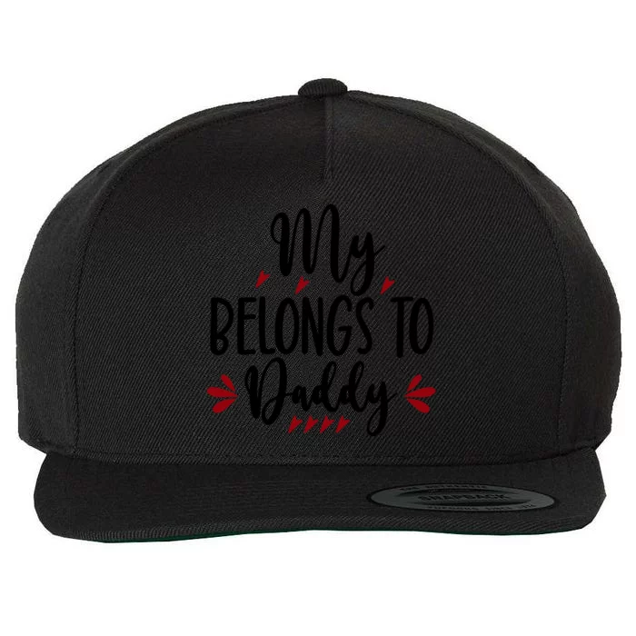 My Belongs To Daddy, Heart, Couple, Valentine White Wool Snapback Cap