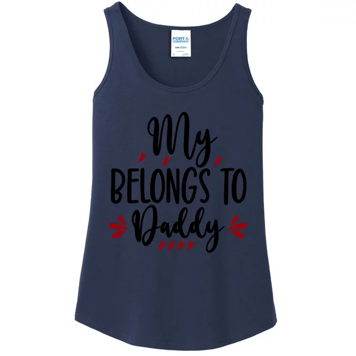 My Belongs To Daddy, Heart, Couple, Valentine White Ladies Essential Tank