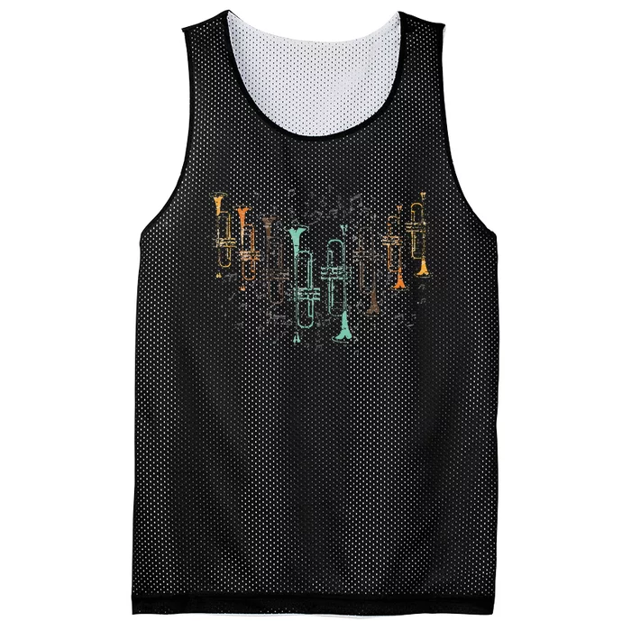 Marching Band Trumpet Player Retro Trumpet Mesh Reversible Basketball Jersey Tank