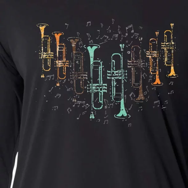 Marching Band Trumpet Player Retro Trumpet Cooling Performance Long Sleeve Crew