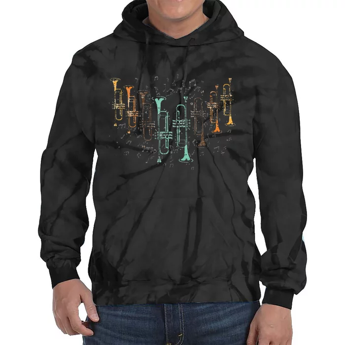 Marching Band Trumpet Player Retro Trumpet Tie Dye Hoodie