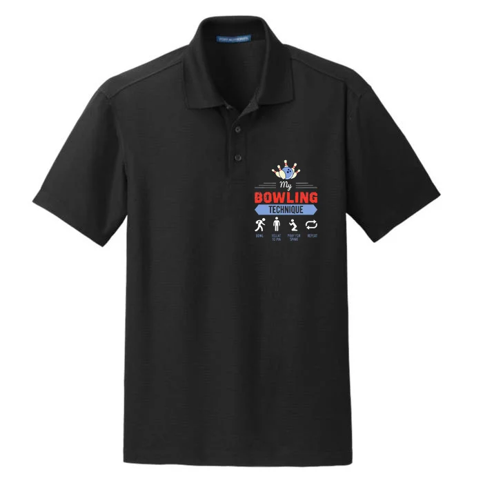 My Bowling Technique Bowling Funny Bowler Gift Dry Zone Grid Performance Polo