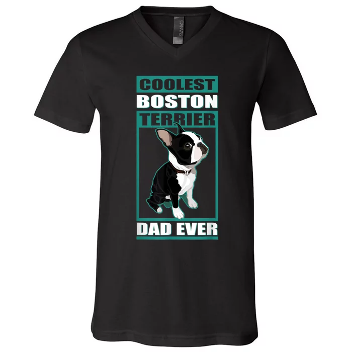 Men Boston Terrier Dad Dog Owner Boston Terrier V-Neck T-Shirt