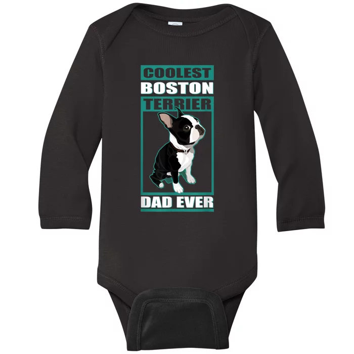 Men Boston Terrier Dad Dog Owner Boston Terrier Baby Long Sleeve Bodysuit