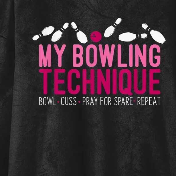 My Bowling Technique Funny Bowler Hooded Wearable Blanket