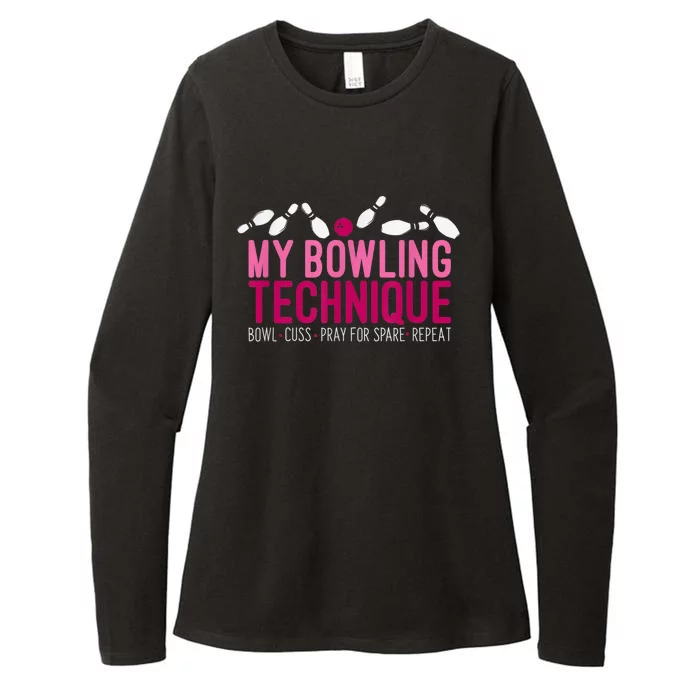 My Bowling Technique Funny Bowler Womens CVC Long Sleeve Shirt