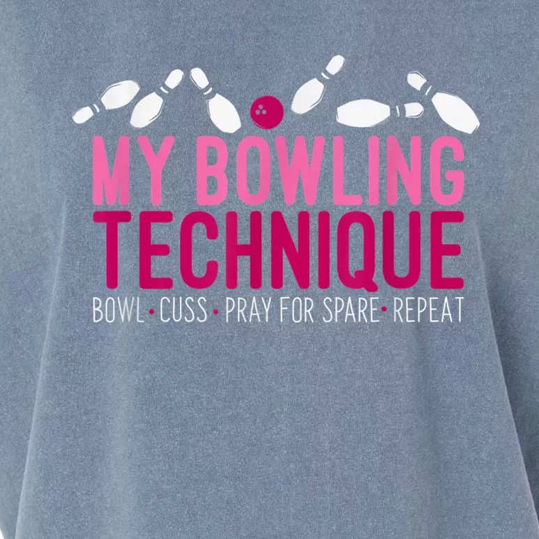 My Bowling Technique Funny Bowler Garment-Dyed Women's Muscle Tee