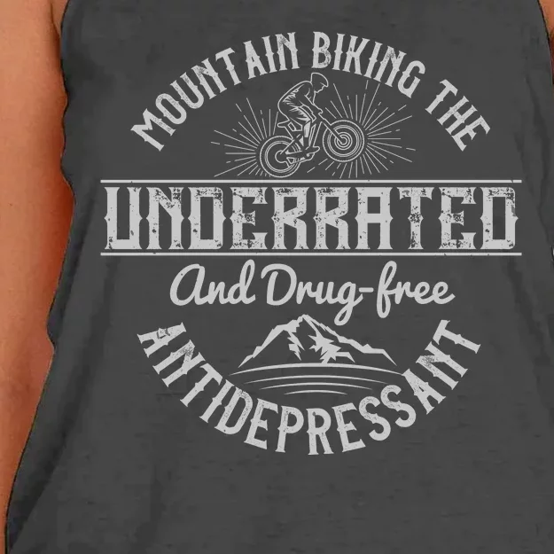 Mountain Biking The Underrated And Drug Free Antidepressant Women's Knotted Racerback Tank