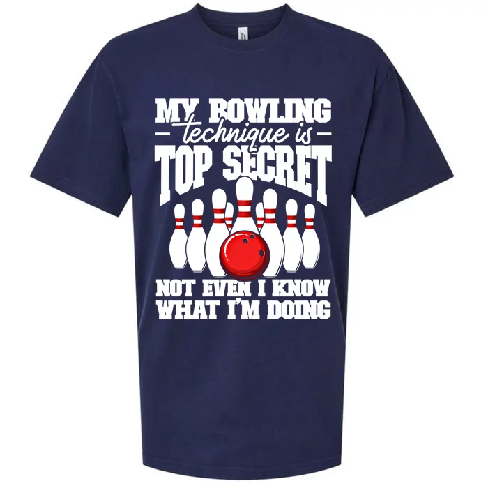 My Bowling Technique Is Top Secret Funny Bowling Bowler Cool Gift Sueded Cloud Jersey T-Shirt