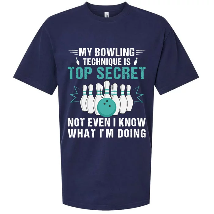 My Bowling Technique Is Top Secret Funny Bowling Bowler Sueded Cloud Jersey T-Shirt