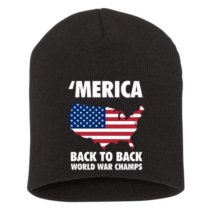 Merica Back To Back World War Champs Short Acrylic Beanie