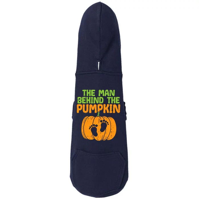 Man Behind The Pumpkin Dad Halloween Pregnancy Announcement Doggie 3-End Fleece Hoodie