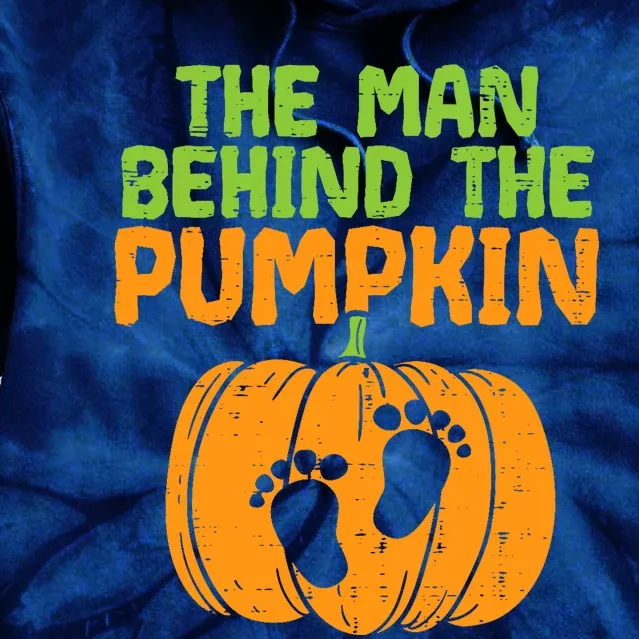 Man Behind The Pumpkin Dad Halloween Pregnancy Announcement Tie Dye Hoodie