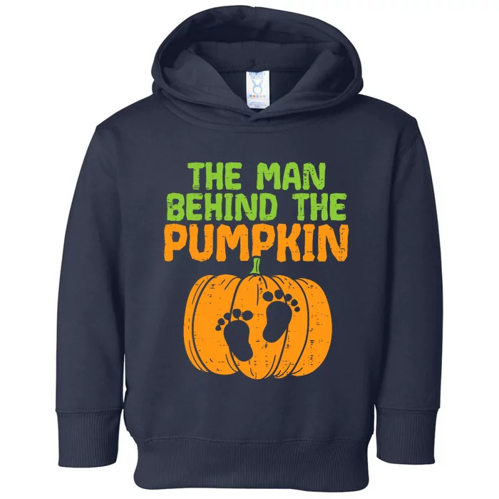 Man Behind The Pumpkin Dad Halloween Pregnancy Announcement Toddler Hoodie