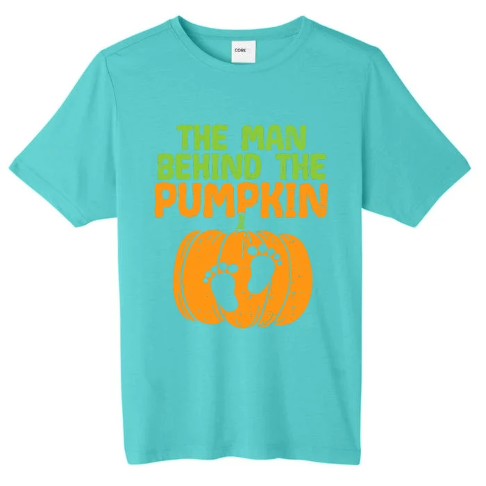 Man Behind The Pumpkin Dad Halloween Pregnancy Announcement ChromaSoft Performance T-Shirt