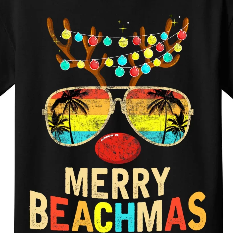 Merry Beachmas Tropical Christmas Santa Hawaii Kids T-Shirt