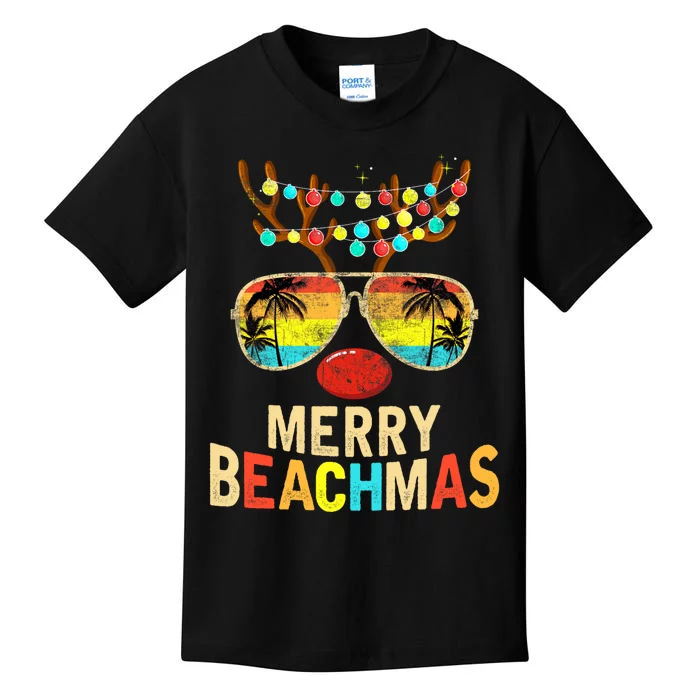 Merry Beachmas Tropical Christmas Santa Hawaii Kids T-Shirt