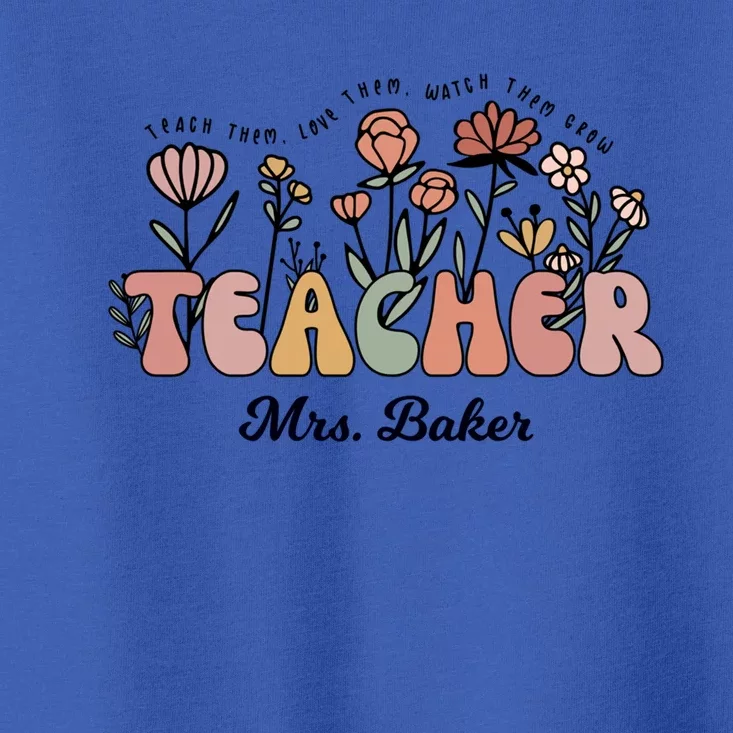 Mrs Baker Teacher Wildflower Back To School Funny Gift Toddler T-Shirt