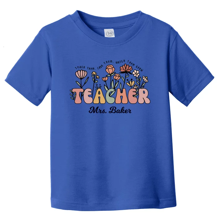 Mrs Baker Teacher Wildflower Back To School Funny Gift Toddler T-Shirt