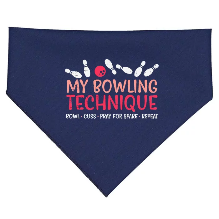 My Bowling Technique Fun Humor Bowler Player Team USA-Made Doggie Bandana