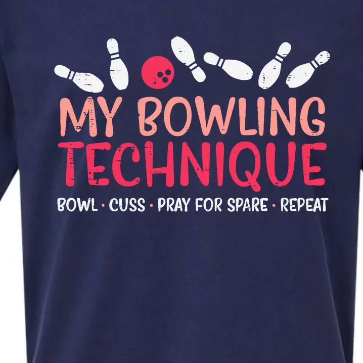 My Bowling Technique Fun Humor Bowler Player Team Sueded Cloud Jersey T-Shirt