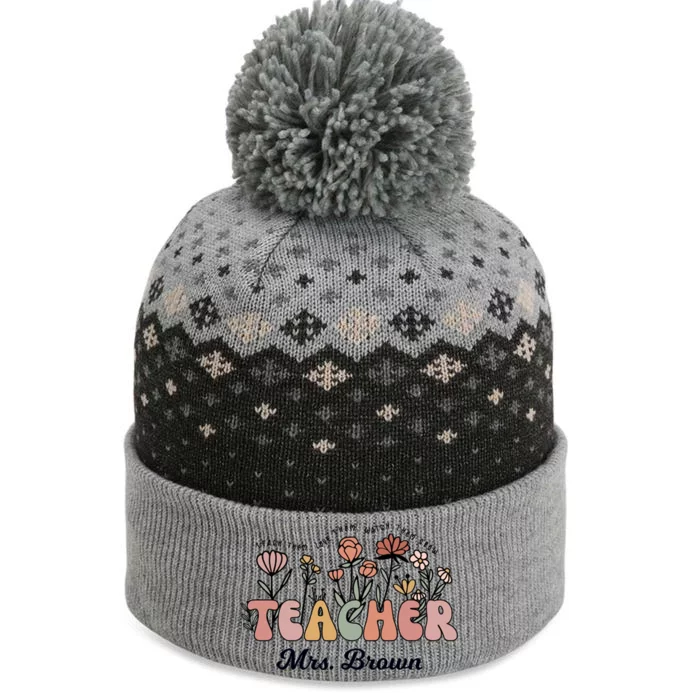 Mrs Brown Teacher Wildflower Back To School Great Gift The Baniff Cuffed Pom Beanie